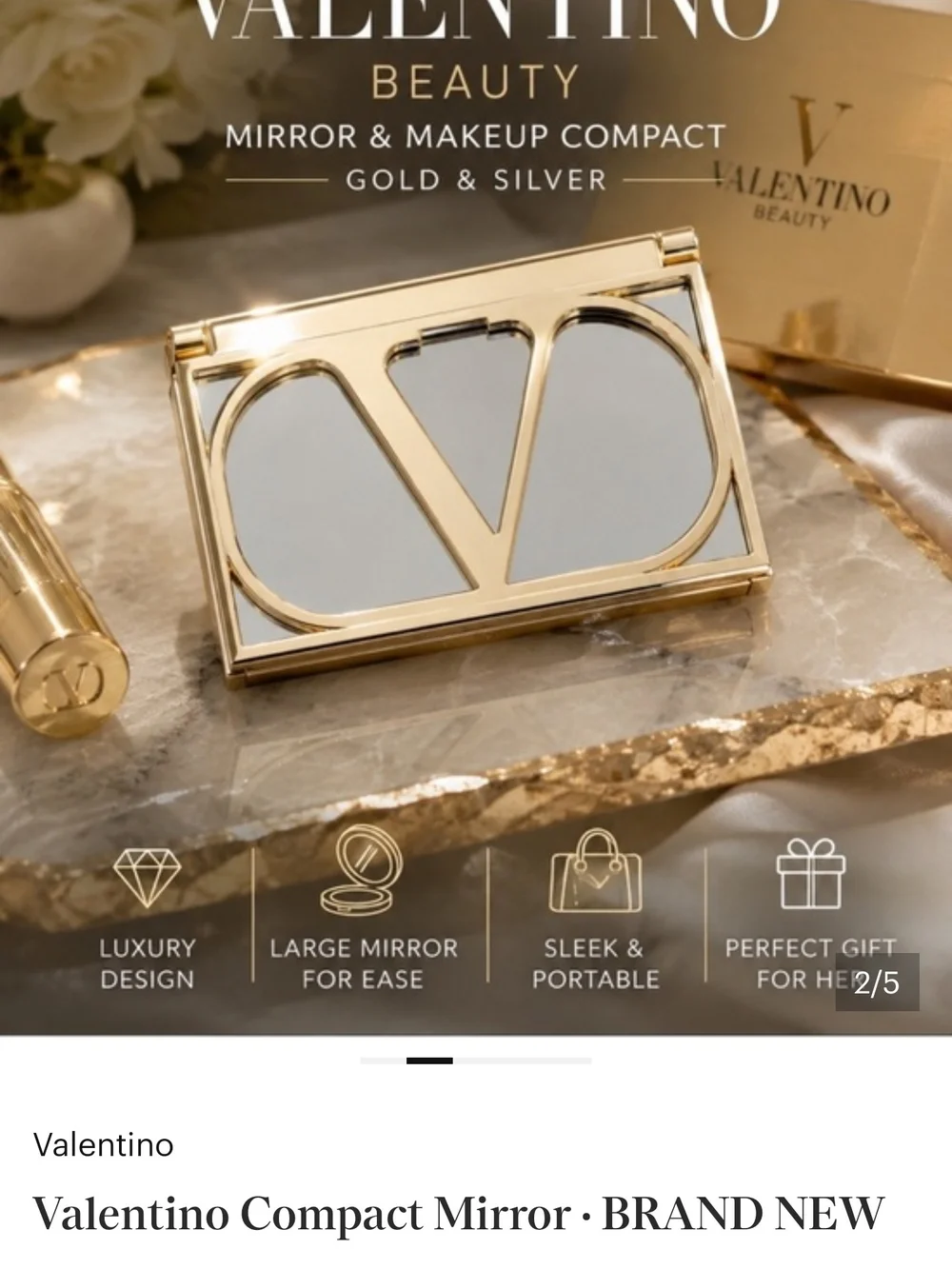 Valentino Gold & Silver Compact Mirror